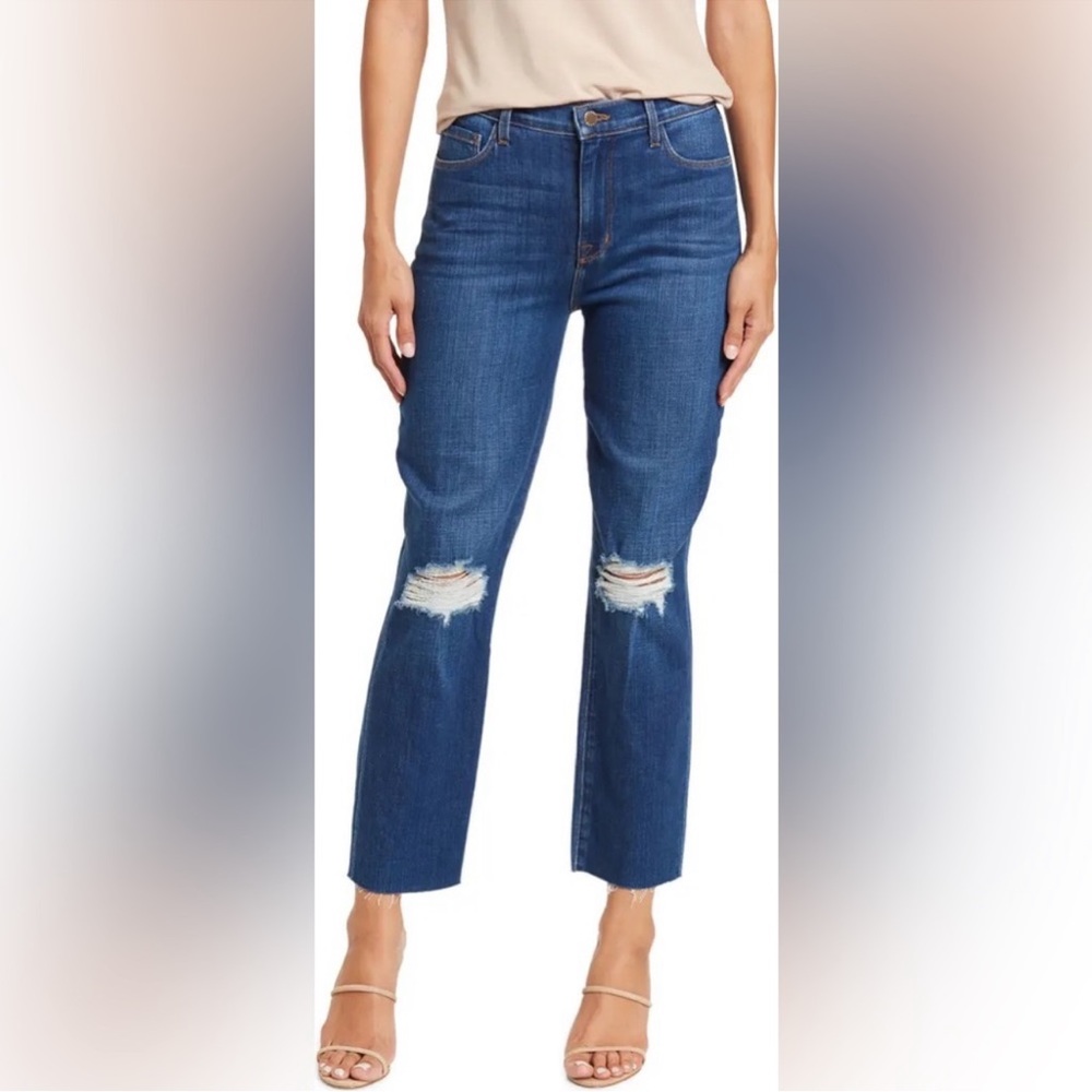 L’Agence Sada Cropped High Rise Distressed Jeans Size 26